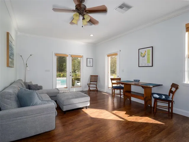 a view of a golf course with a lake