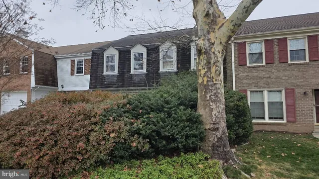 a front view of a house with plants and trees