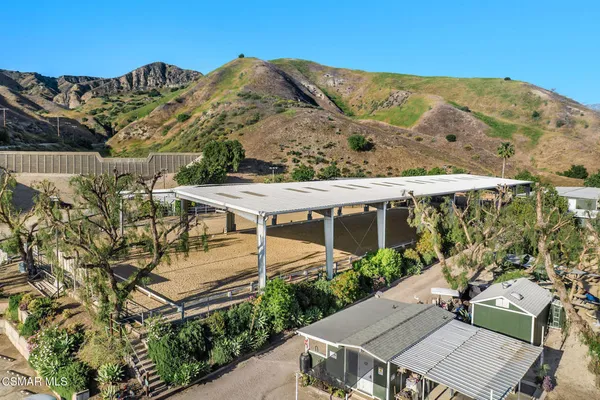 a view of a terrace with a mountain