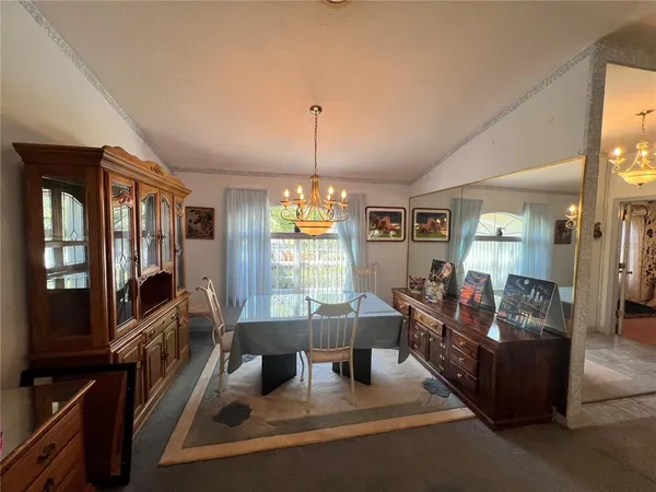 a view of a dining area with furniture