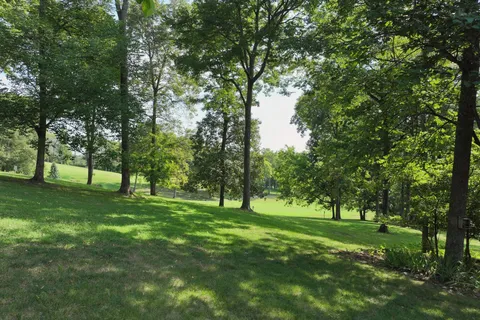 an aerial view of a house with outdoor space and street view