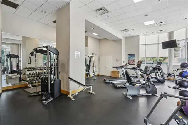a view of a room with gym equipment