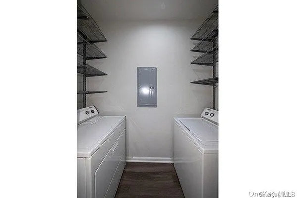 a utility room with dryer and washer