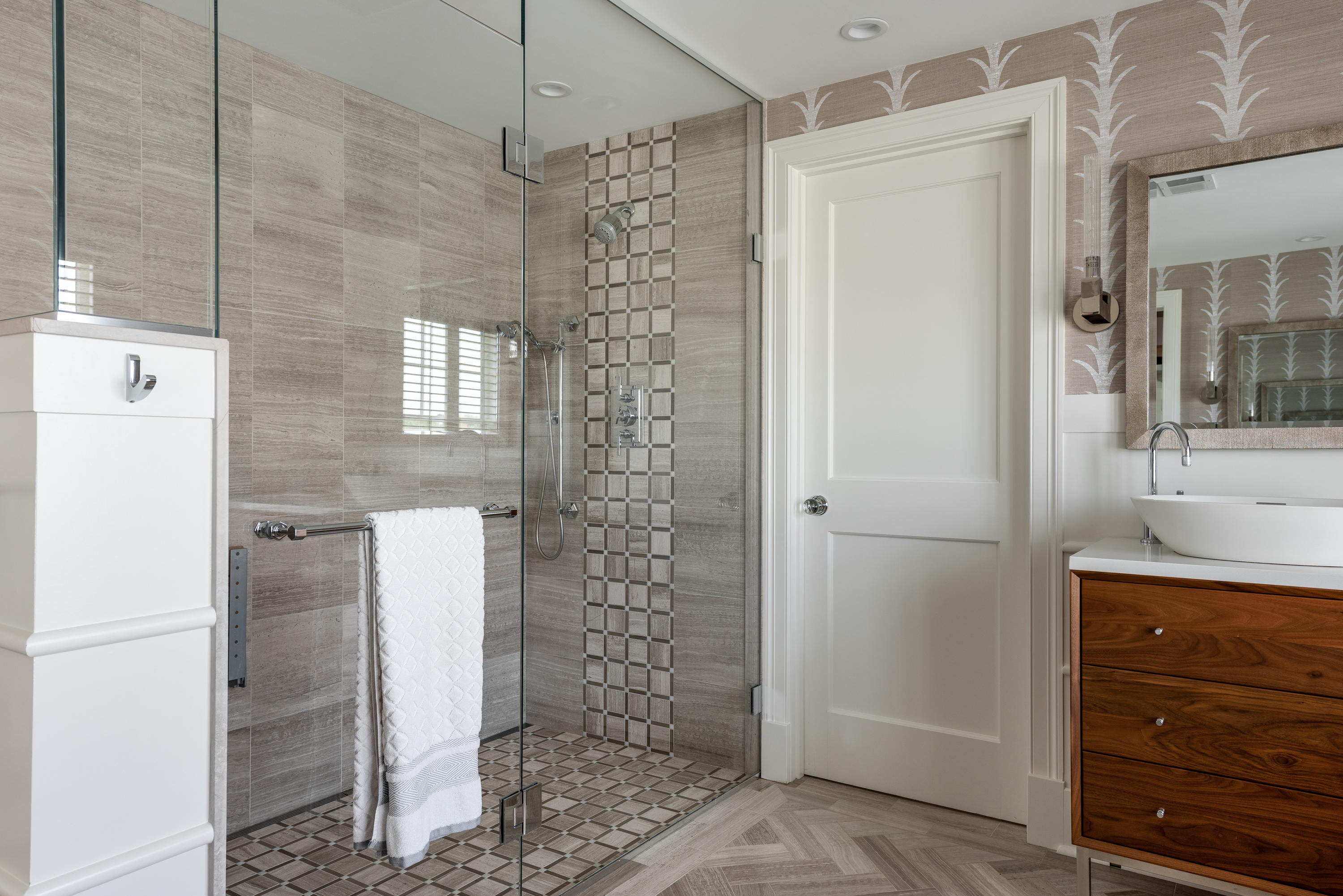 31 Starboard Lane Mashpee, MA 02649 - Photo 36 of 49 a bathroom with a shower a sink and a mirror