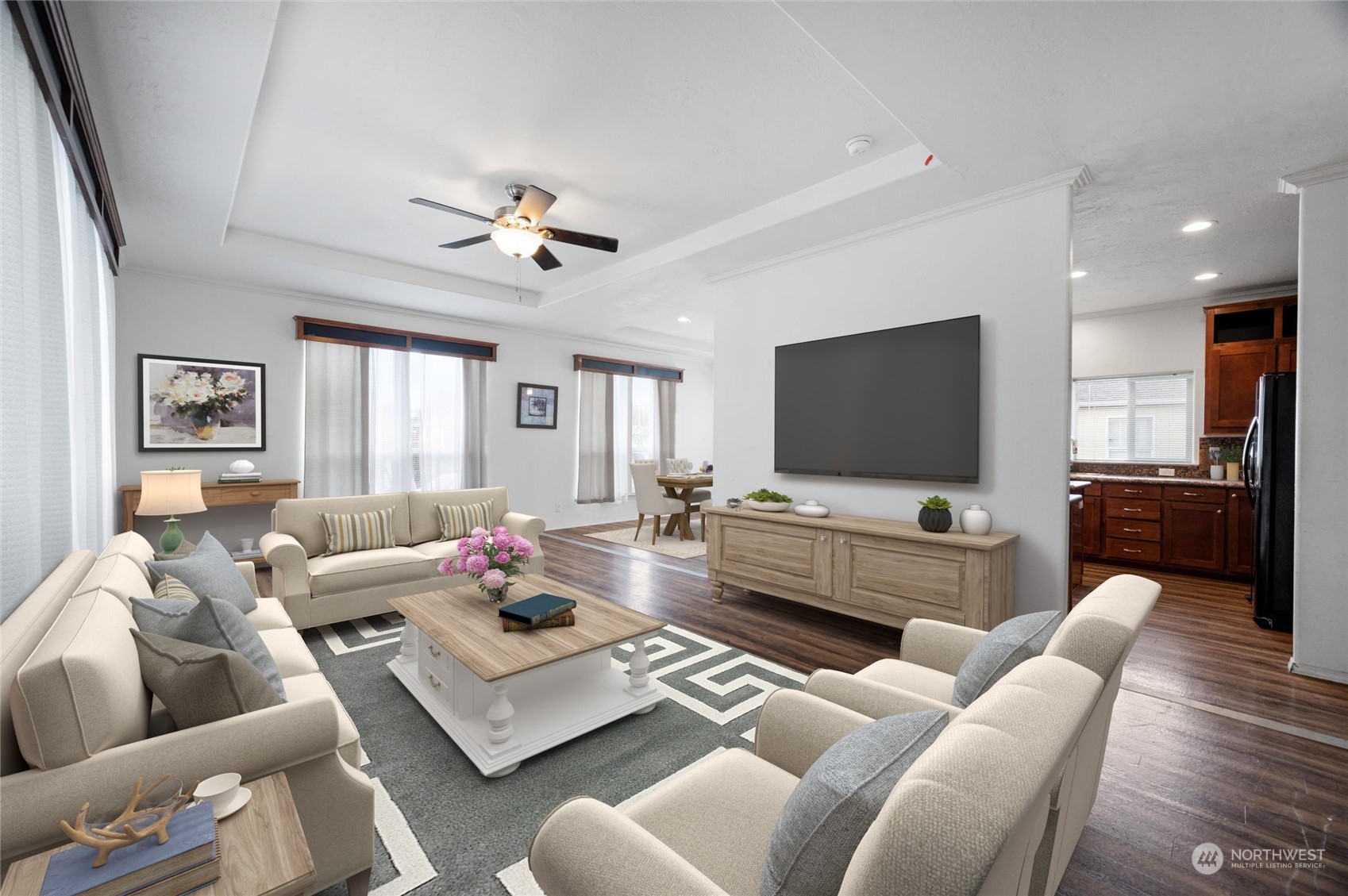700 North Reed Street, Unit 21 Sedro-Woolley, WA 98284 - Photo 6 of 28 a living room with furniture and a flat screen tv