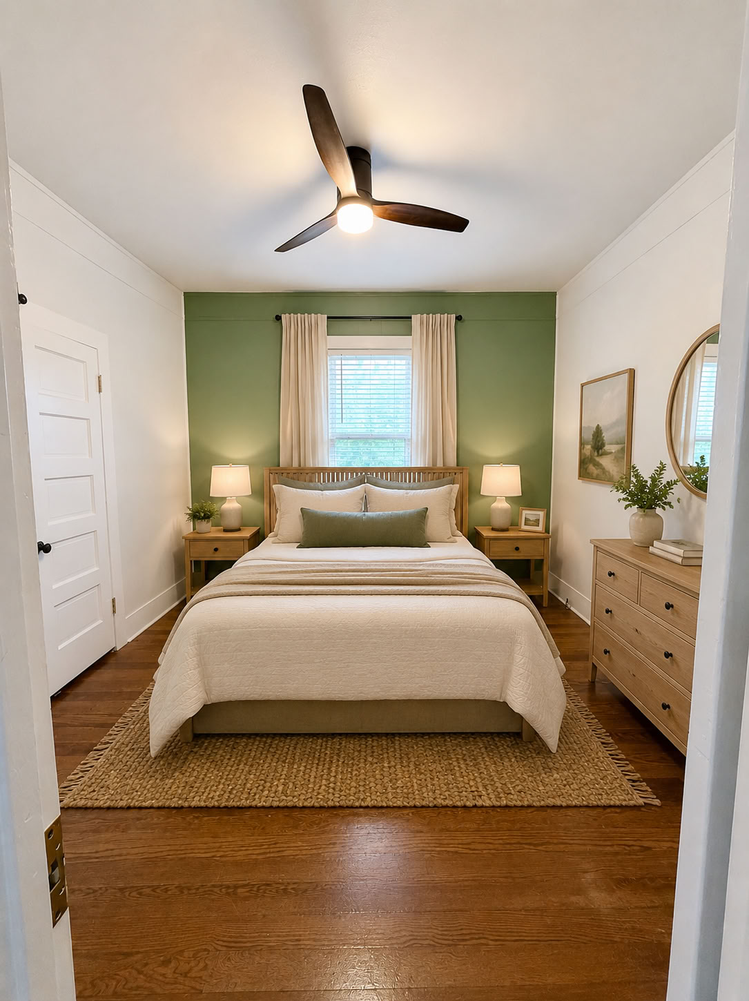 1002 Washburn Street Taylor, TX 76574 - Photo 19 of 29 A comforting bedroom features rich hardwood flooring and a functional ceiling fan for optimal airflow.