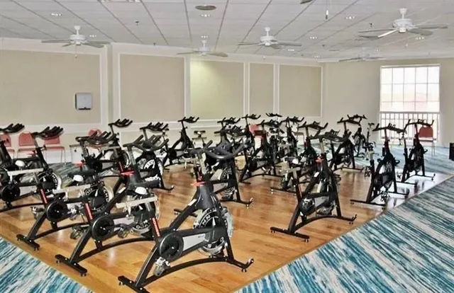 a view of a room with gym equipment