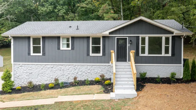 an aerial view of a house