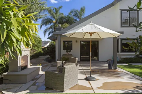 a view of a house with patio