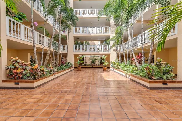 a view of a water fountain in the middle of a house