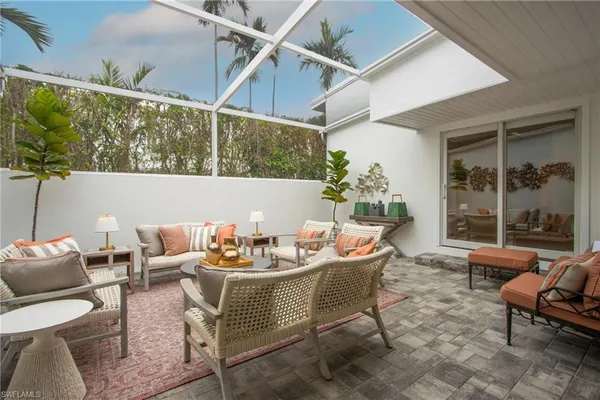 a outdoor space with patio furniture