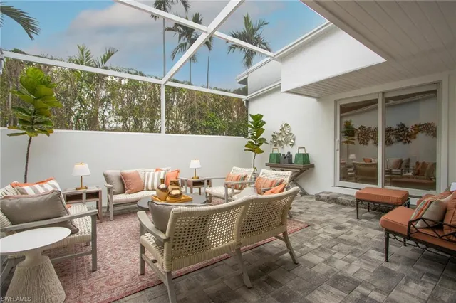 a outdoor space with patio furniture