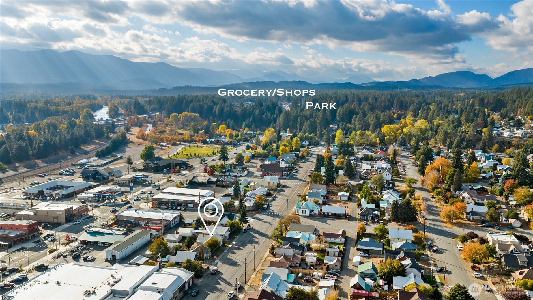 107 West 2nd Street Cle Elum, WA 98922 - Photo 34 of 39 an aerial view of a city with lots of residential buildings