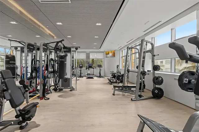 a view of a room with gym equipment