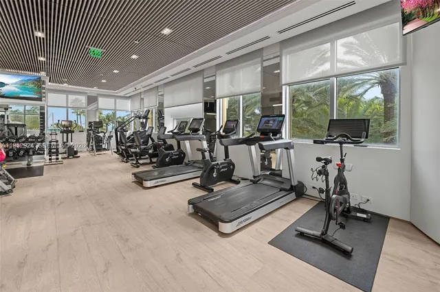 a view of a room with gym equipment