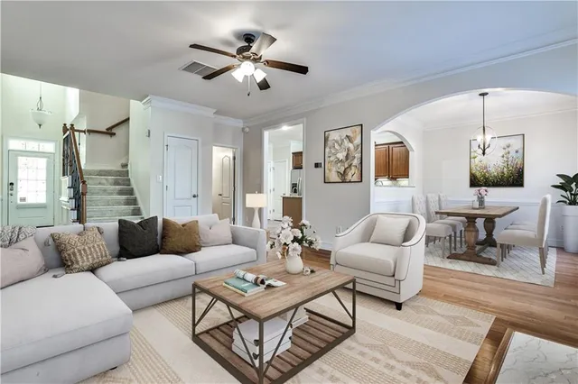 a living room with furniture