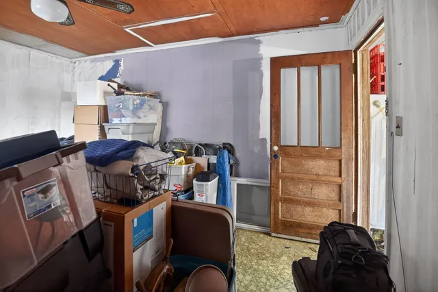 a close view of a closet