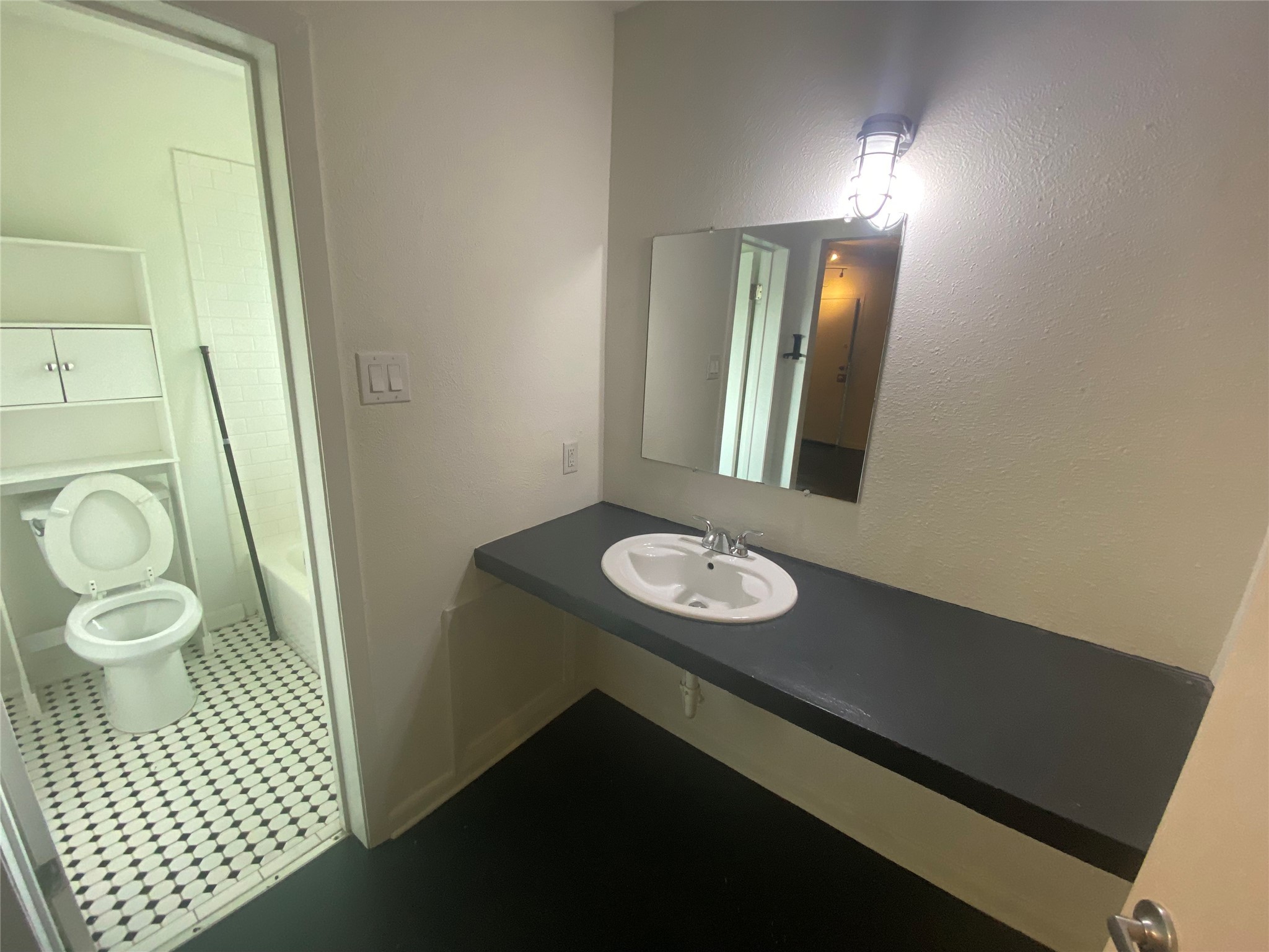 219 West Alabama Street, Unit 32 Houston, TX 77006 - Photo 8 of 10 a bathroom with a sink a toilet and mirror