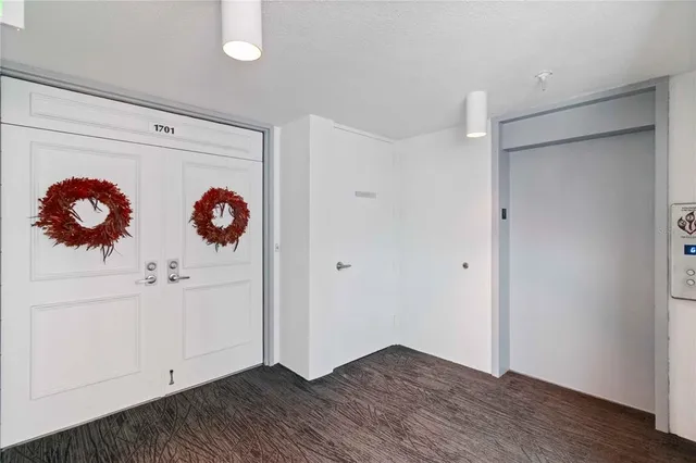 a view of a hallway with a elevator