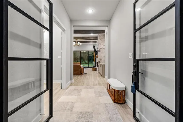 an empty room with windows