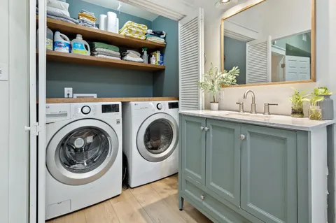 wooden floor with a large window