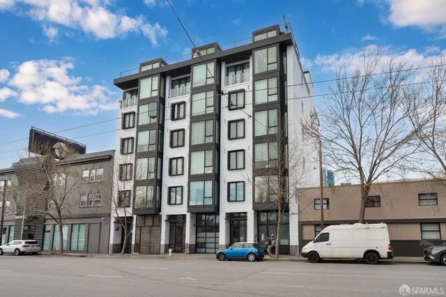 a car parked in front of a building