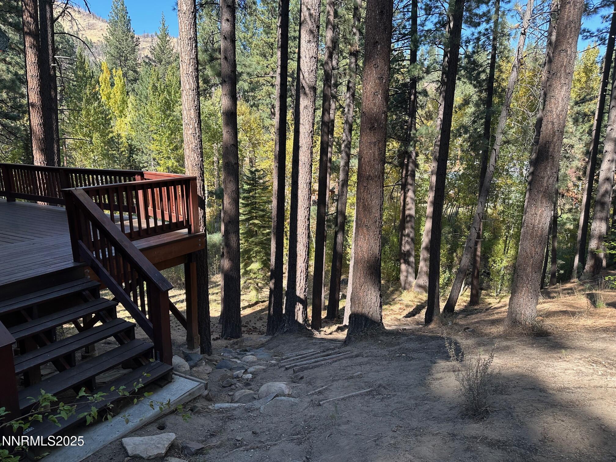 100 Timber Lane Markleeville, CA 96120 - Photo 6 of 29 a view of a wooden deck with a backyard
