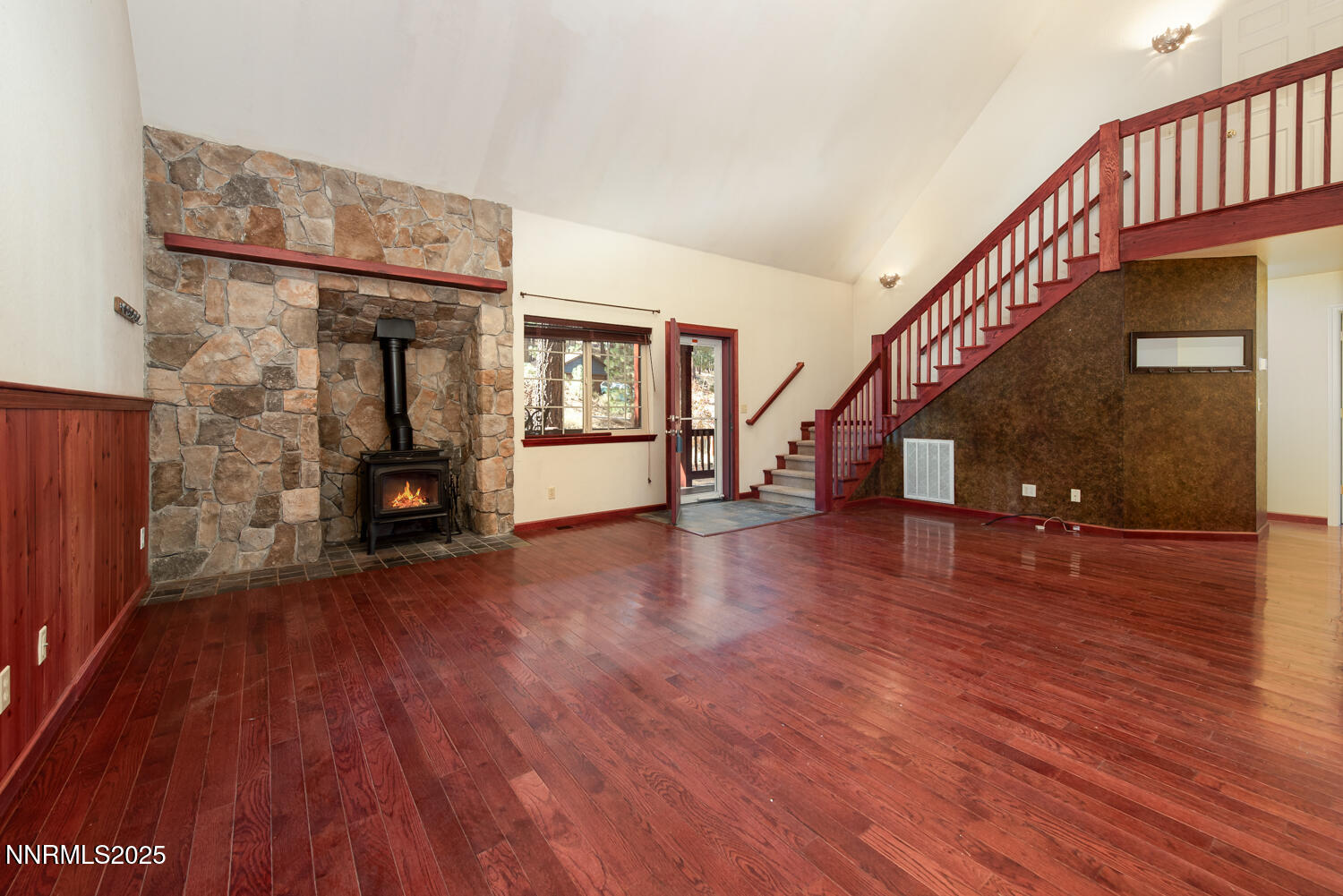 100 Timber Lane Markleeville, CA 96120 - Photo 10 of 29 a view of empty room with wooden floor and stairs