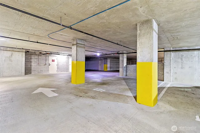 a view of a building with sitting area