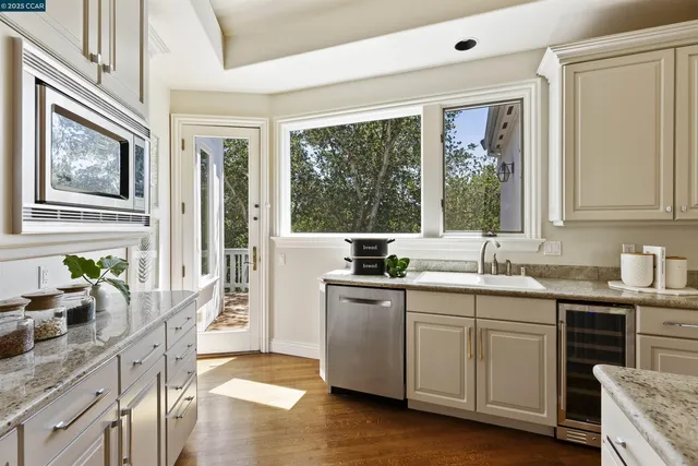 a view of a balcony with furniture