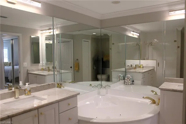 a bathroom with a double vanity sink mirror and double