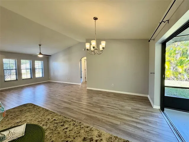 a view of a livingroom with a chandelier