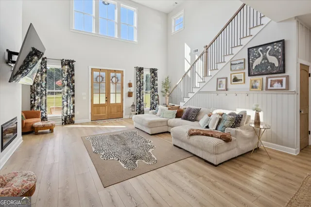 a living room with furniture and a couch