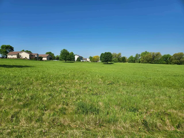 a view of a field of grass and trees