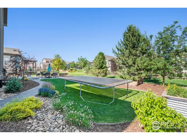 a view of a garden with a lake