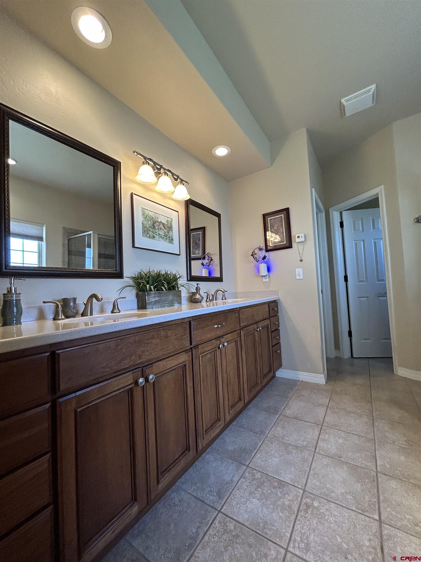850 Southeast Pinyon Street Cedaredge, CO 81413 - Photo 18 of 45 a large bathroom with a sink a mirror and a vanity