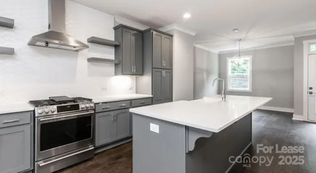 a kitchen with a stove and a refrigerator