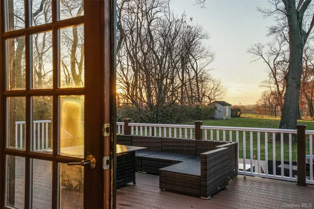 a view of a bench in the roof deck