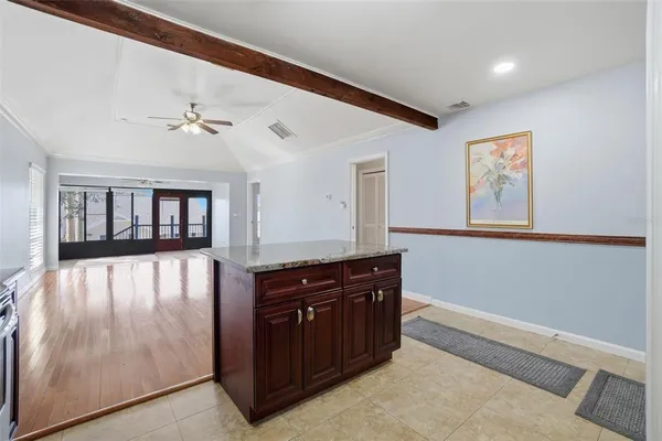 a view of a hallway with an entryway