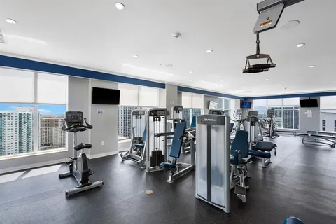 a view of a room with gym equipment