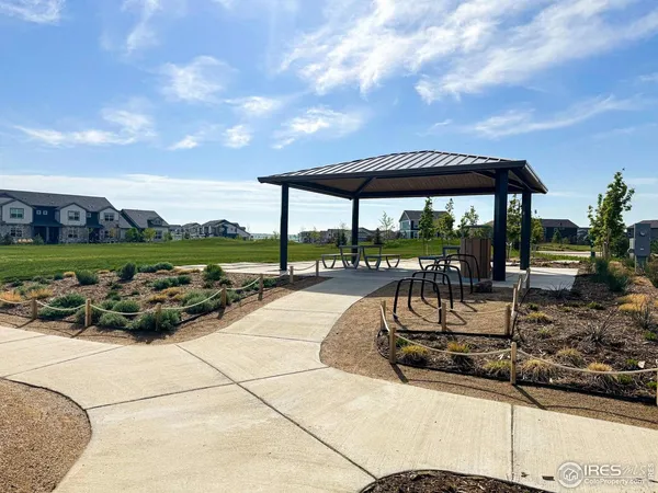a view of a garden with patio