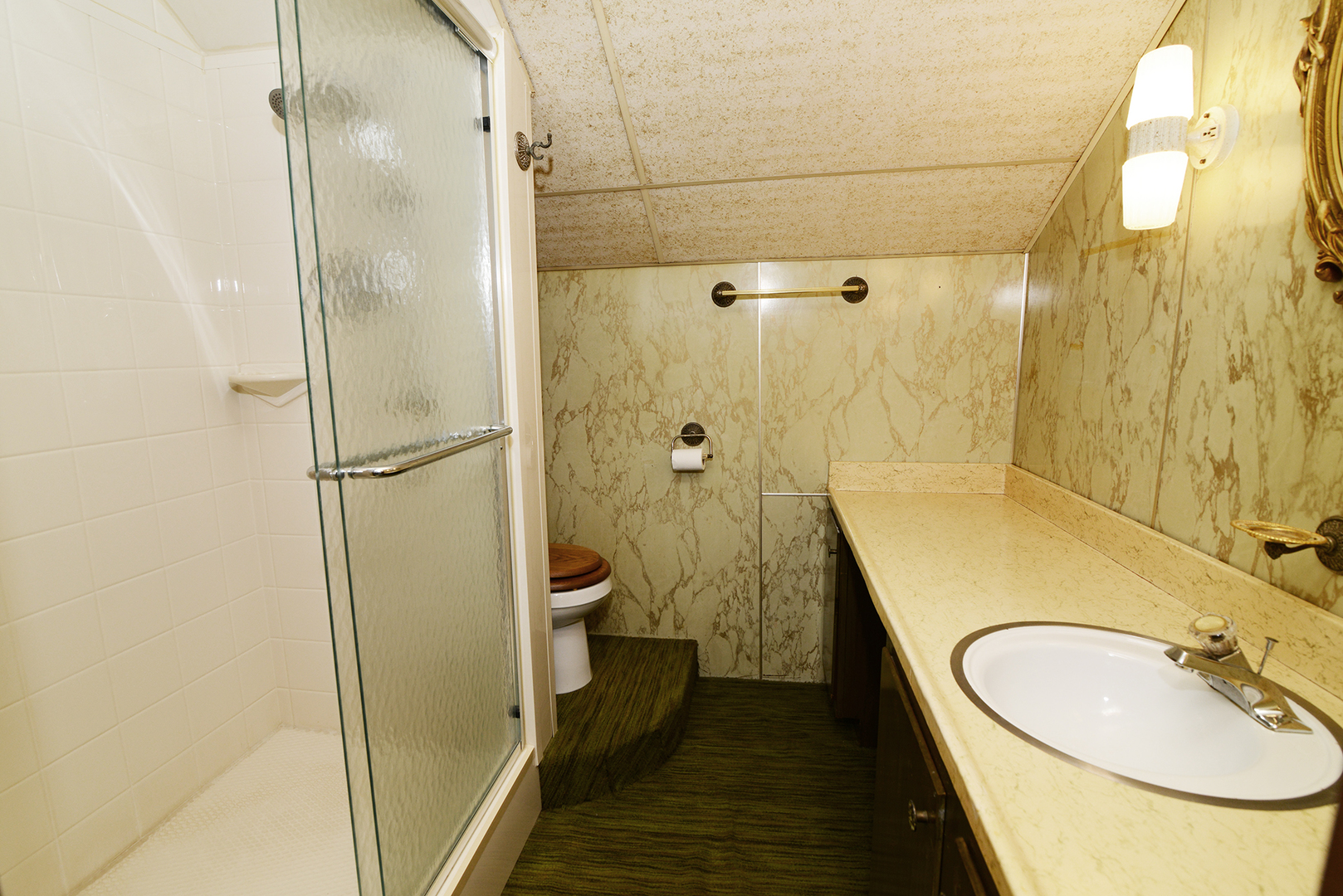 4162 Blanchan Avenue Brookfield, IL 60513 - Photo 35 of 39 a bathroom with a granite countertop sink toilet and shower