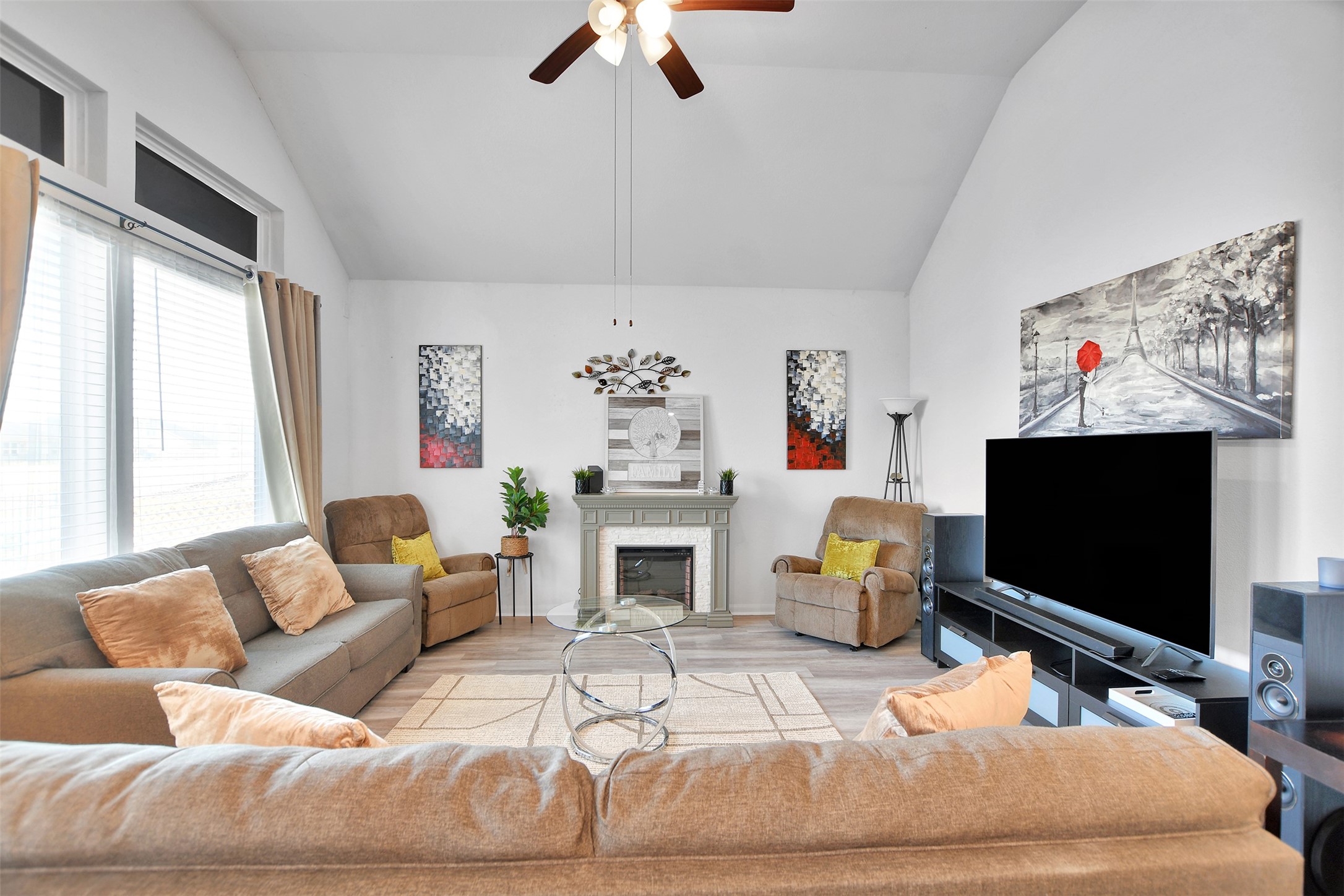 27 Montecito Lane Manvel, TX 77578 - Photo 12 of 49 a living room with furniture and a flat screen tv