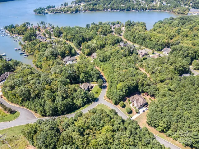 a view of a lake with a city