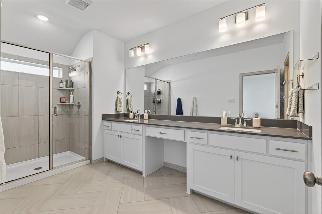 9000 Phoebe Road Frisco, TX 75035 - Photo 22 of 27 a bathroom with a granite countertop sink mirror and double
