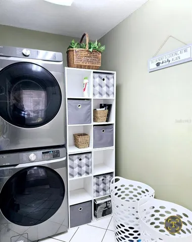 a utility room with a washer and dryer