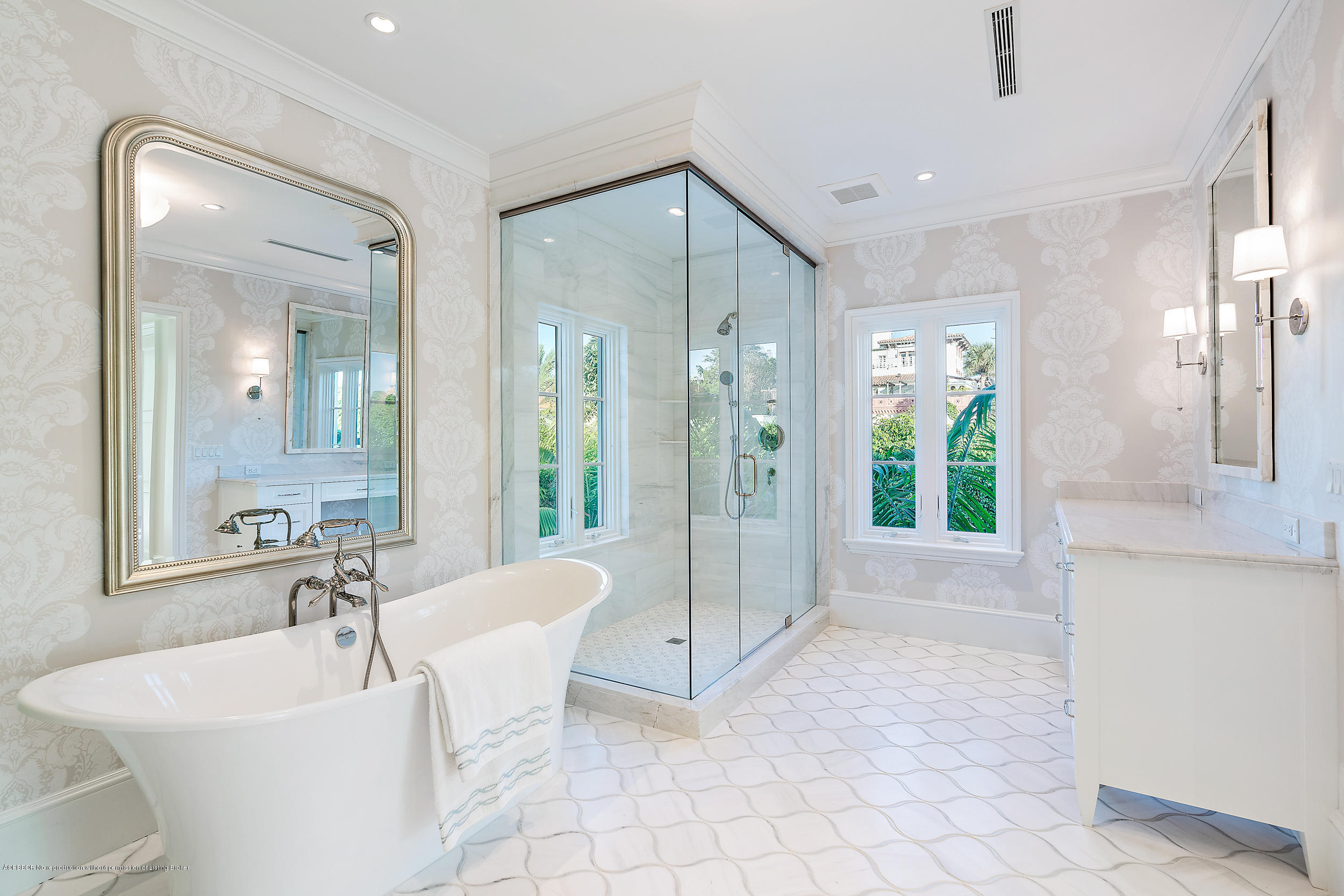 140 Kings Road Palm Beach, FL 33480 - Photo 25 of 42 a spacious bathroom with a double vanity sink mirror and shower