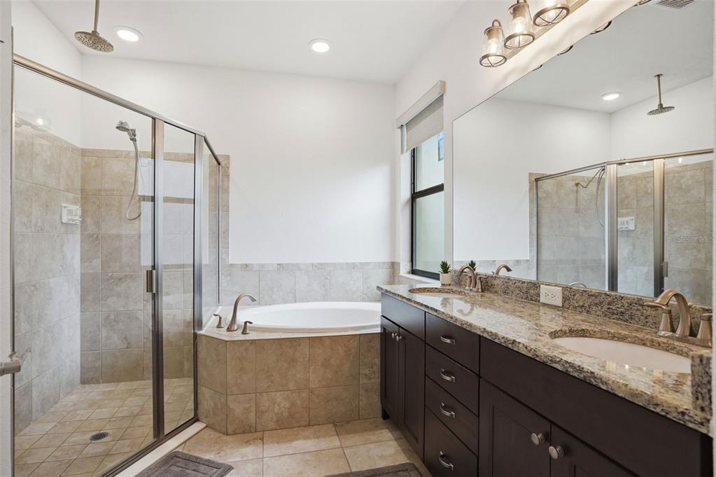 12417 Coralbean Court New Port Richey, FL 34654 - Photo 22 of 64 a bathroom with a granite countertop bathtub shower sink mirror and