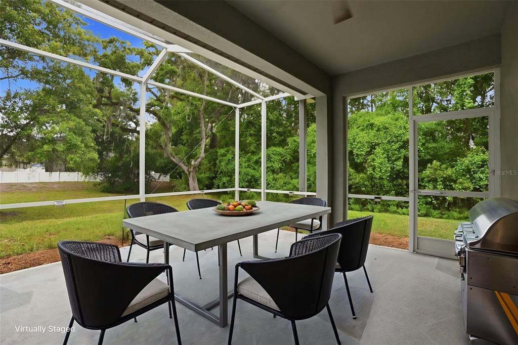 12417 Coralbean Court New Port Richey, FL 34654 - Photo 44 of 64 a view of a patio with a table chairs and a backyard