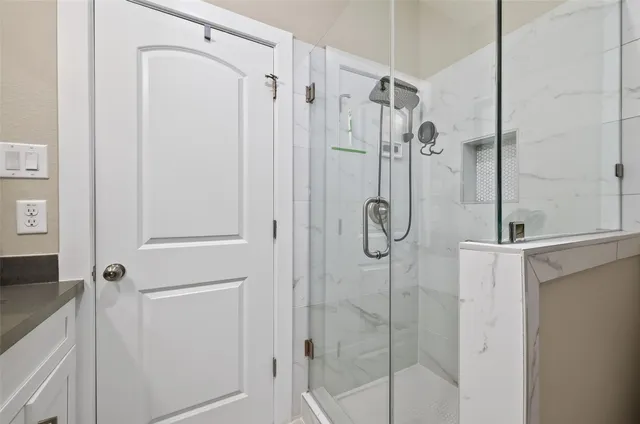 a bathroom with a shower